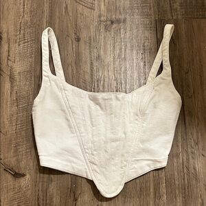 Zara White Denim Corset Style Top